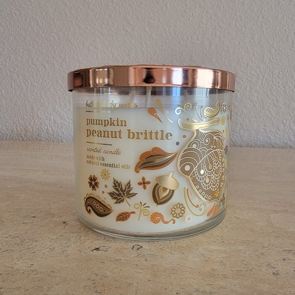 Bath & Body Works Other - Sale!! Bath & Body Works Pumpkin Peanut Brittle 3-Wick Candle NEW